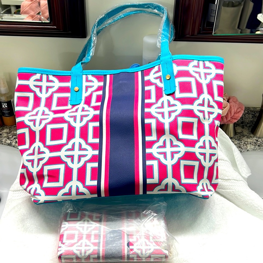 NWT All for color PVC tote and wallet set